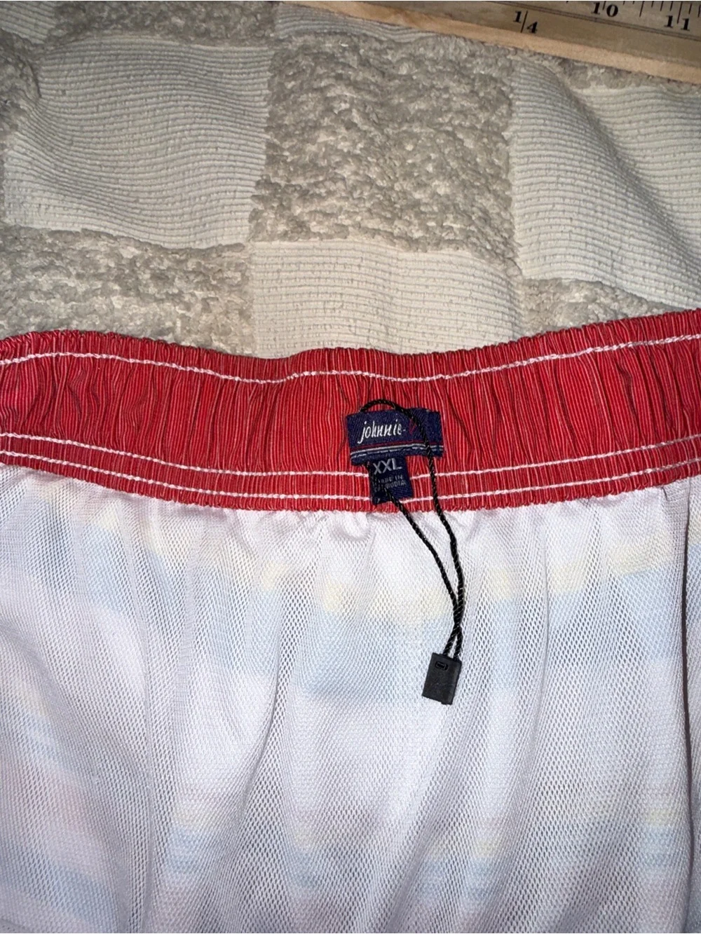 Johnnie-O Hope Town Multi-Stripe Swim Trunks Mens XXL Red Blue